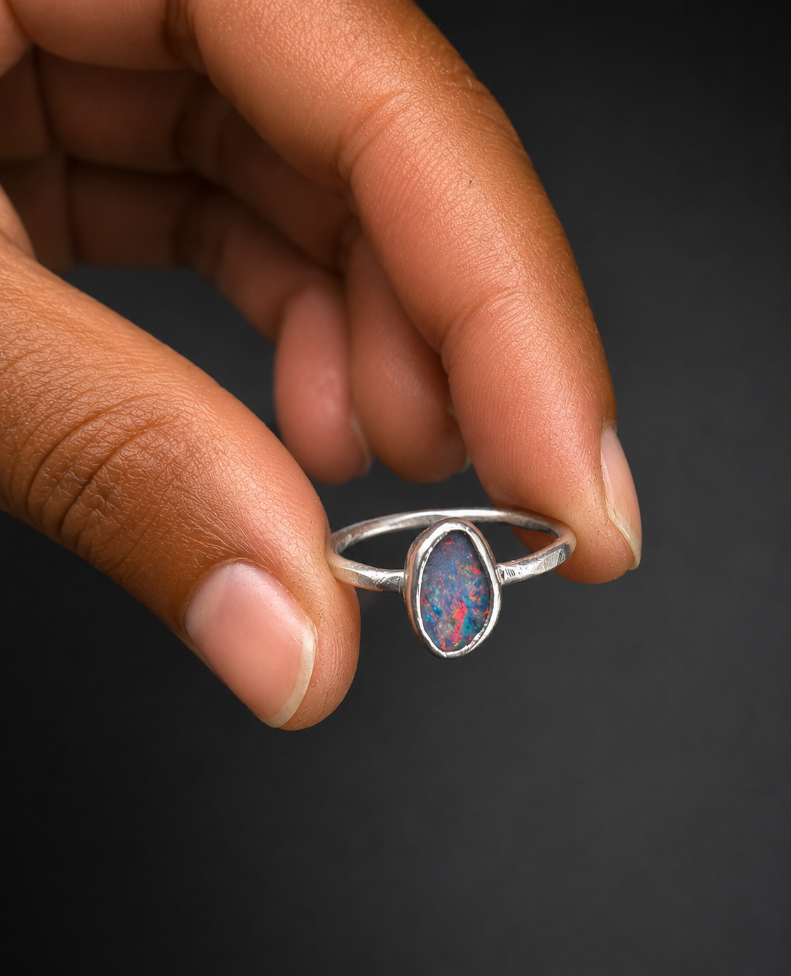 Sparking Australian Opal Ring: S 7