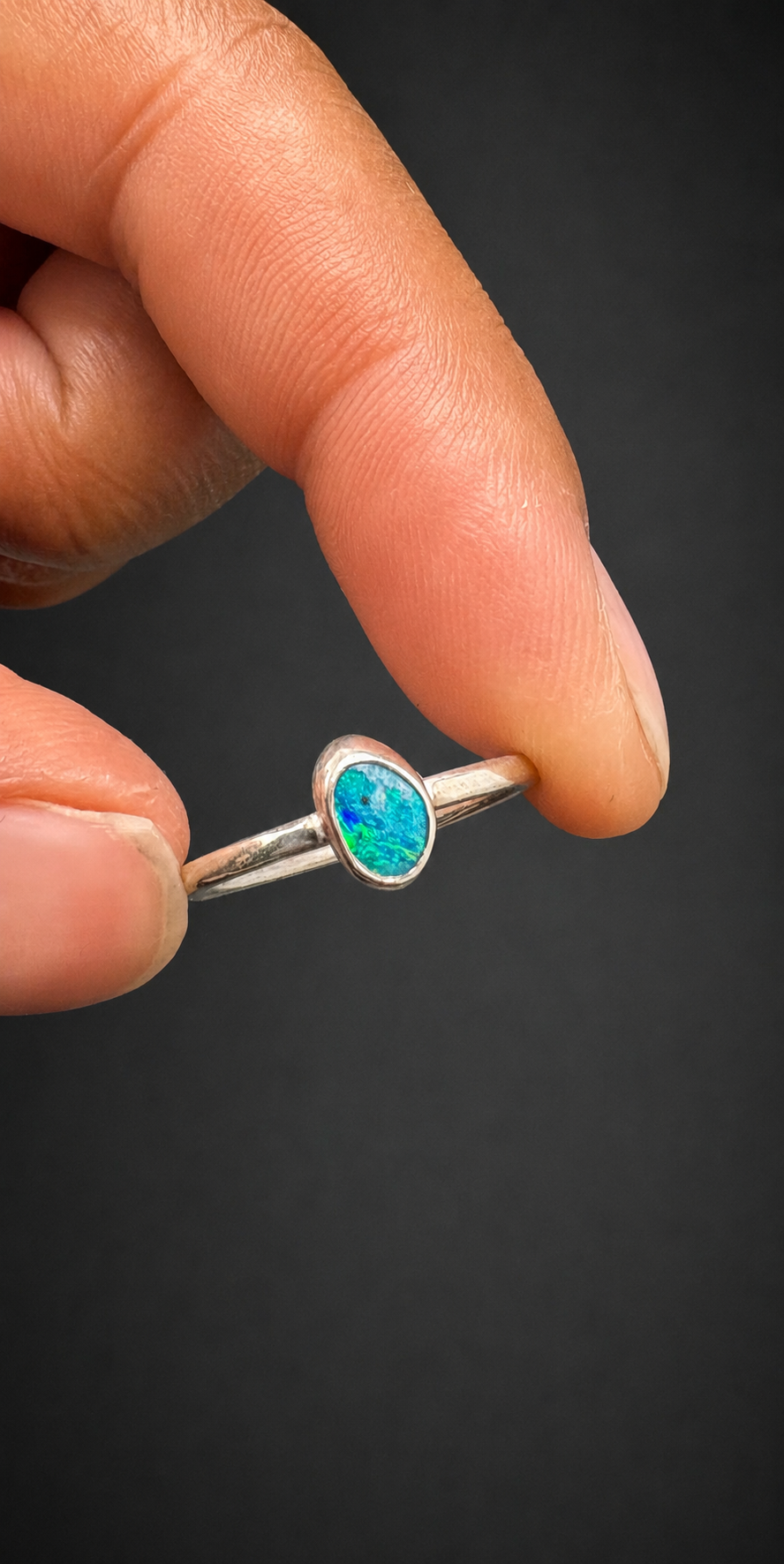 Australian Fire Opal Ring: S 6.5