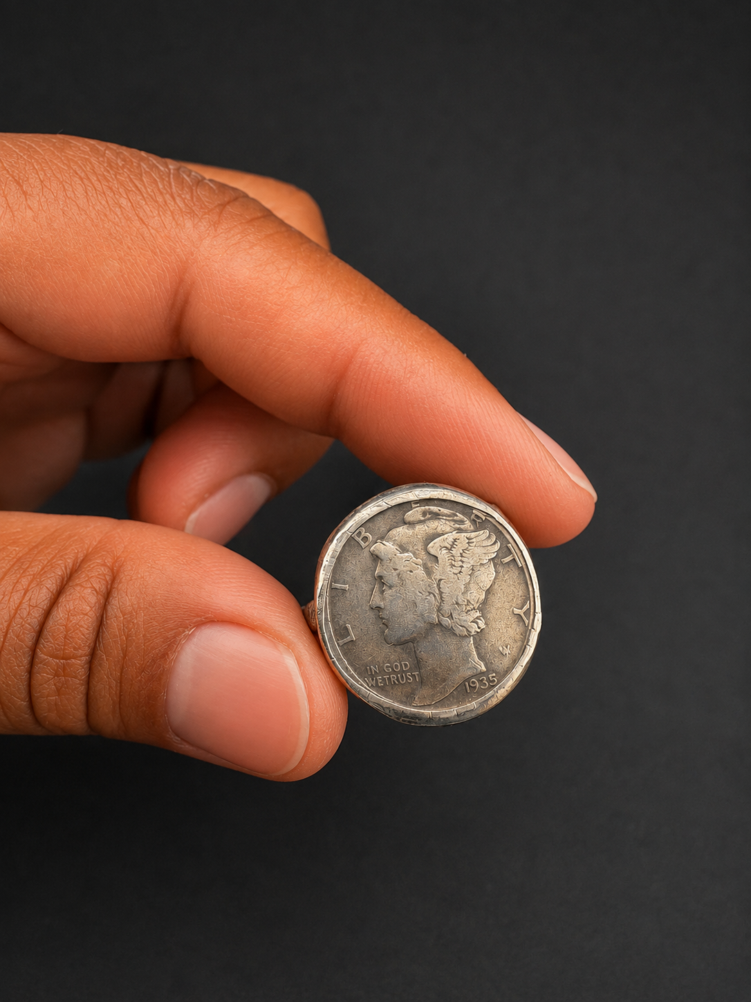 Vintage Mercury Dime Ring| S 7