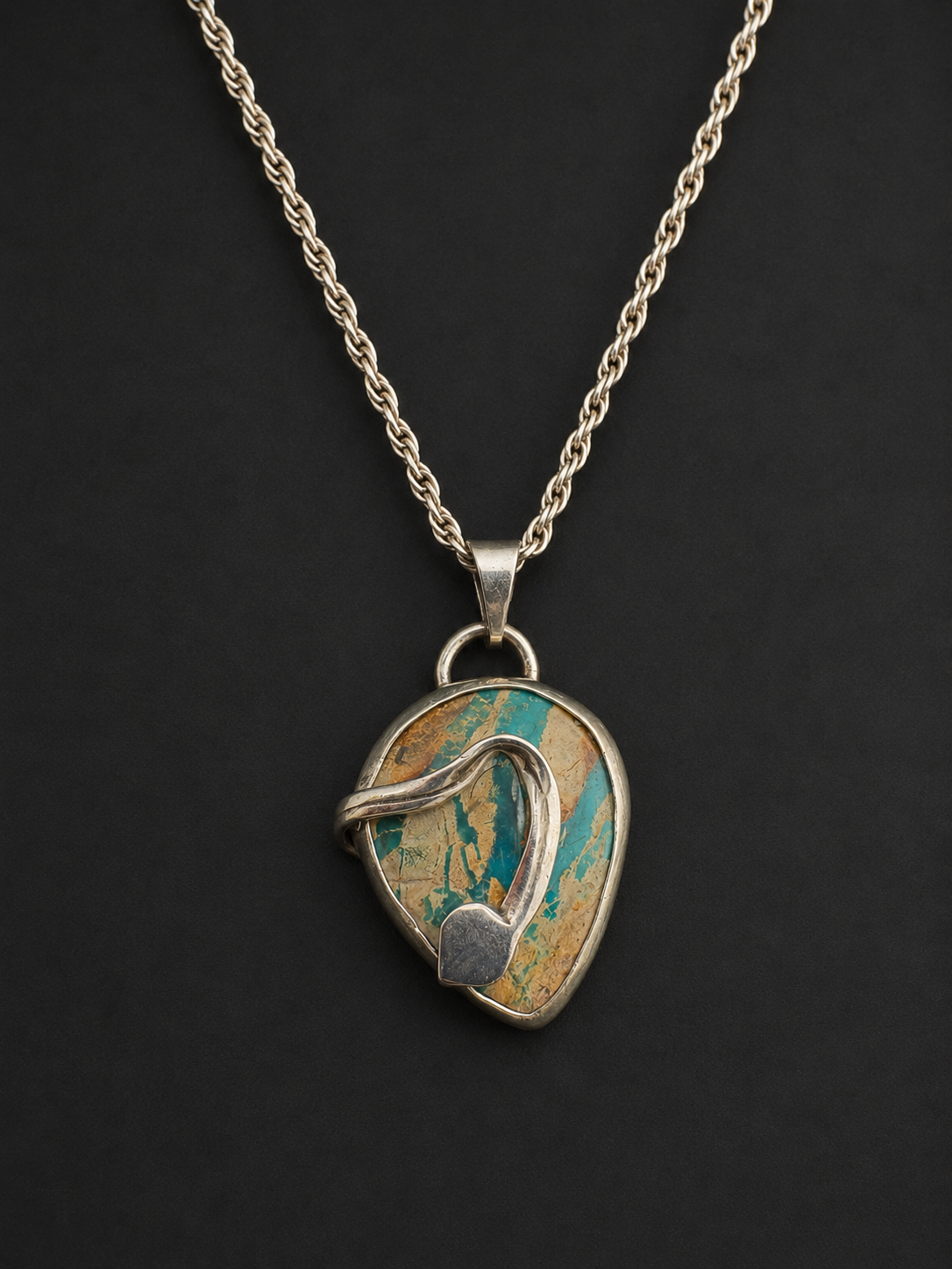 Royston Turquoise Snake Necklace 16”
