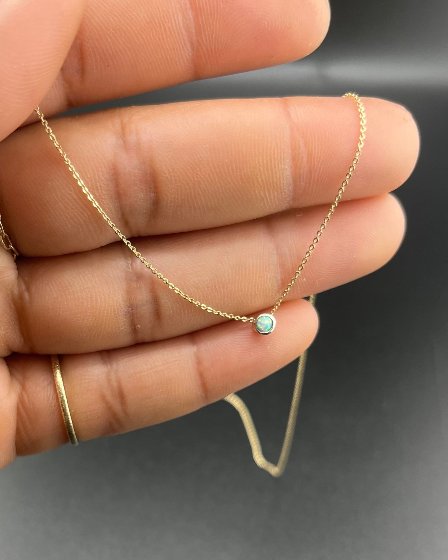 Solid gold & Silver Opal Necklace: