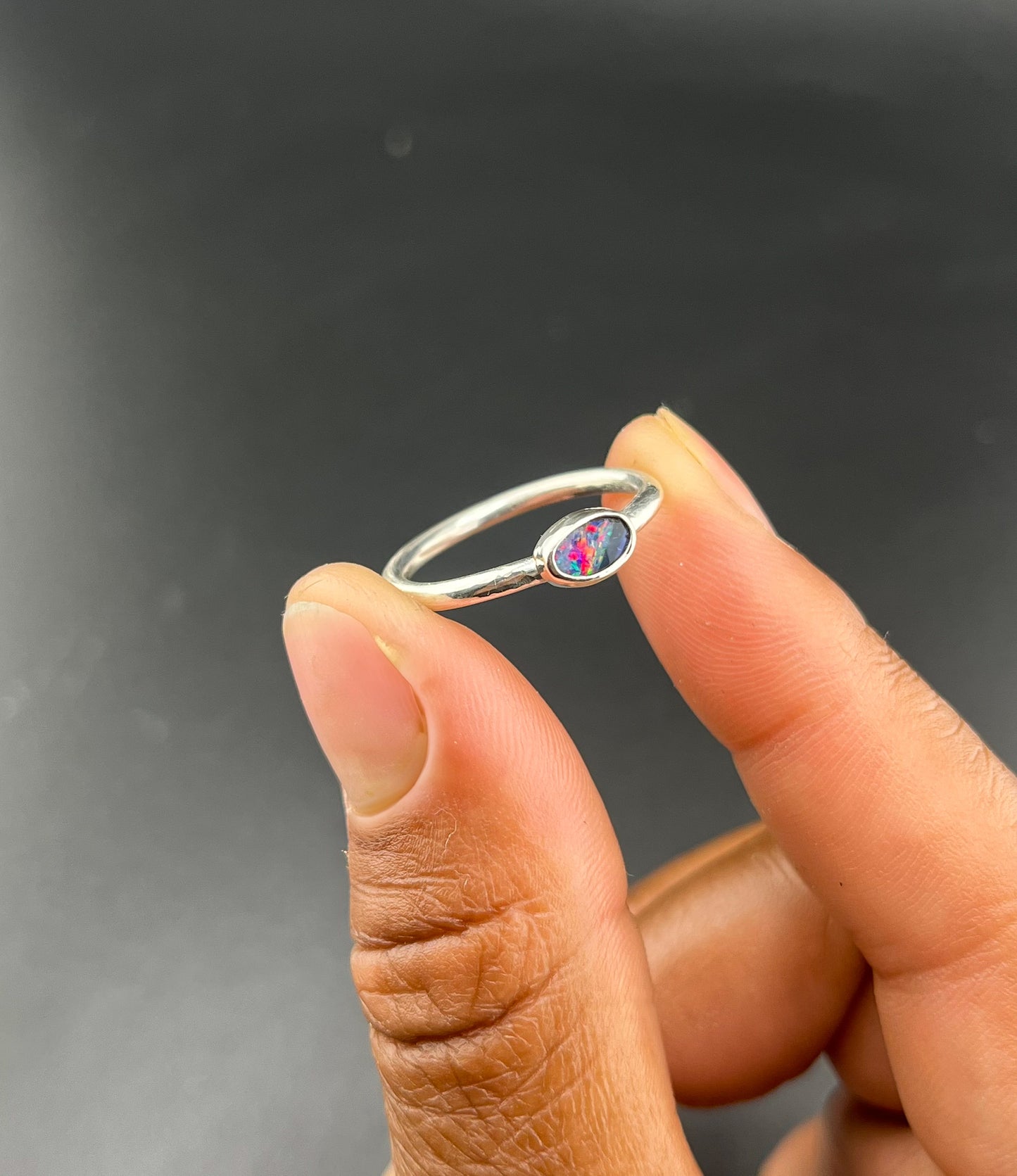 Rainbow Opal Ring: Size 7.5