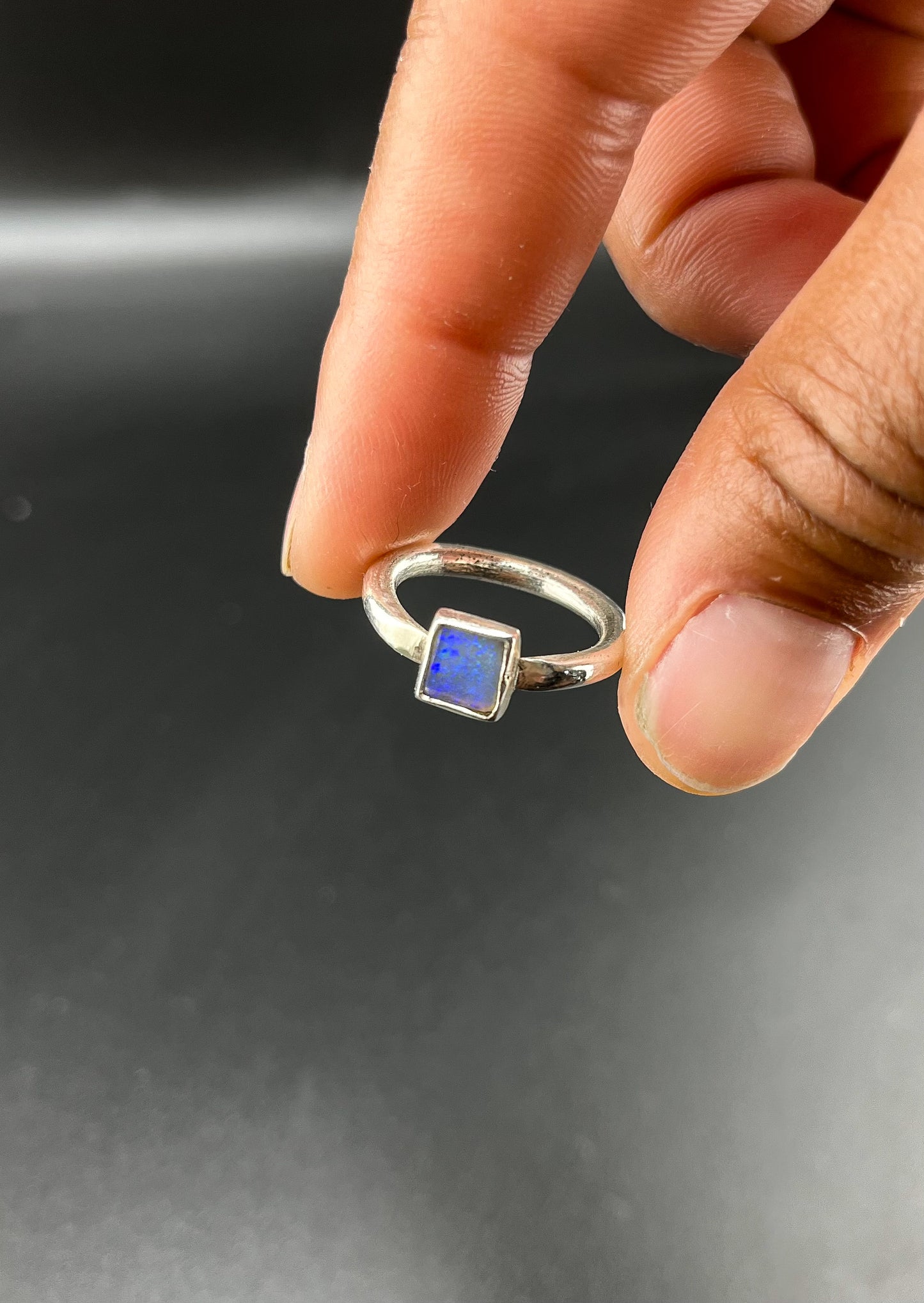 Purple Crystal Opal Ring: Size 5.5