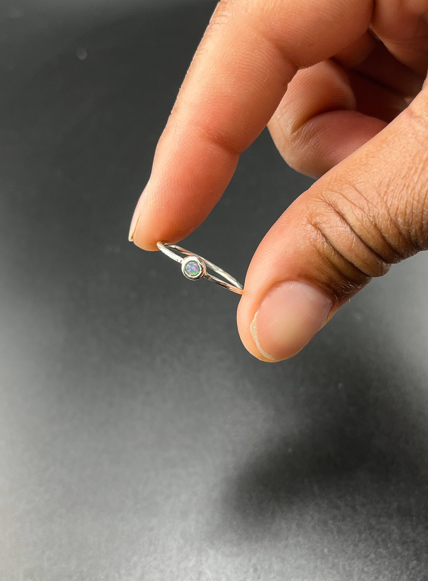 Dainty Opal Stacking Ring: Size 7