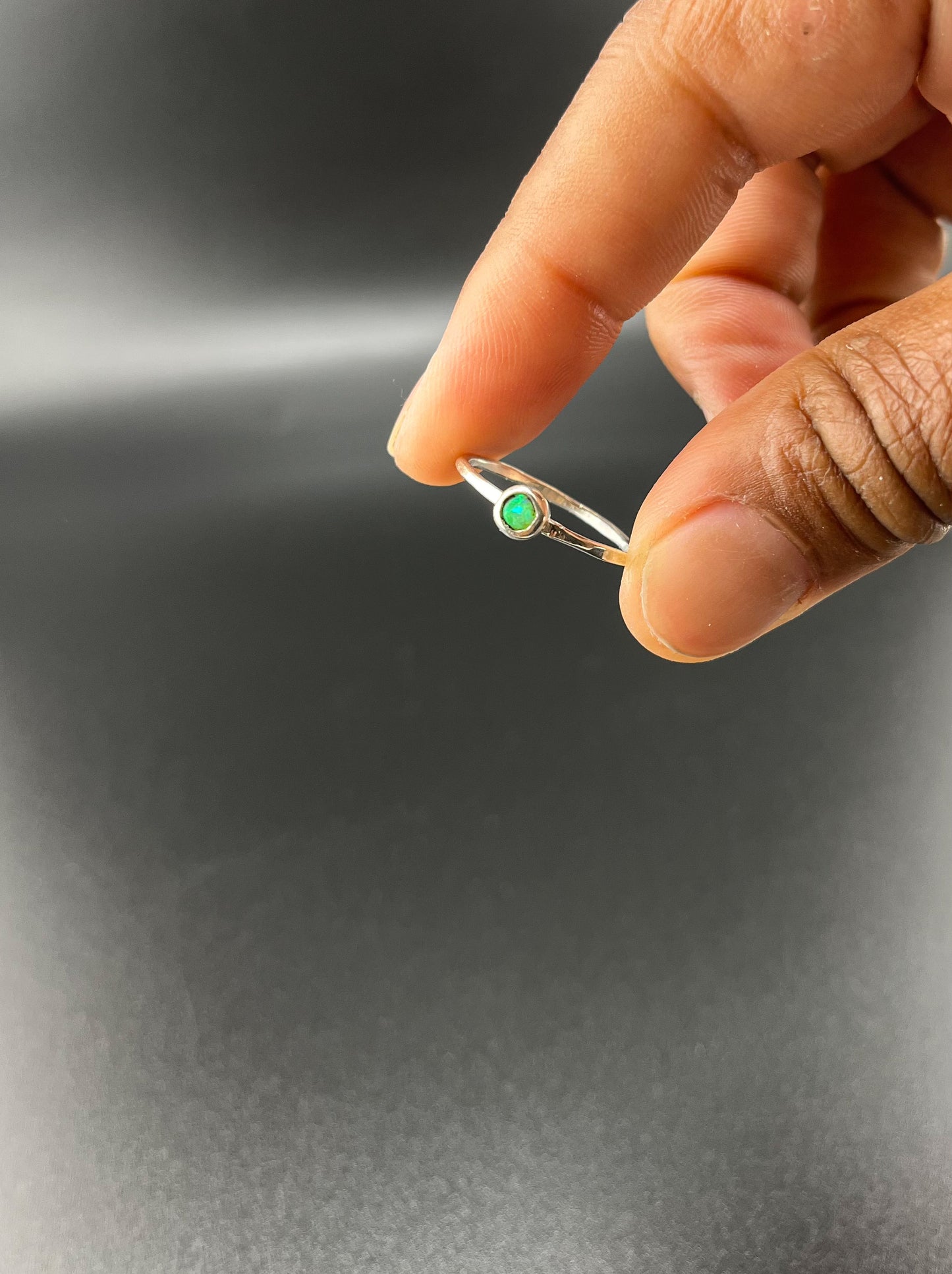 Green Opal Stacking Ring: Size 7