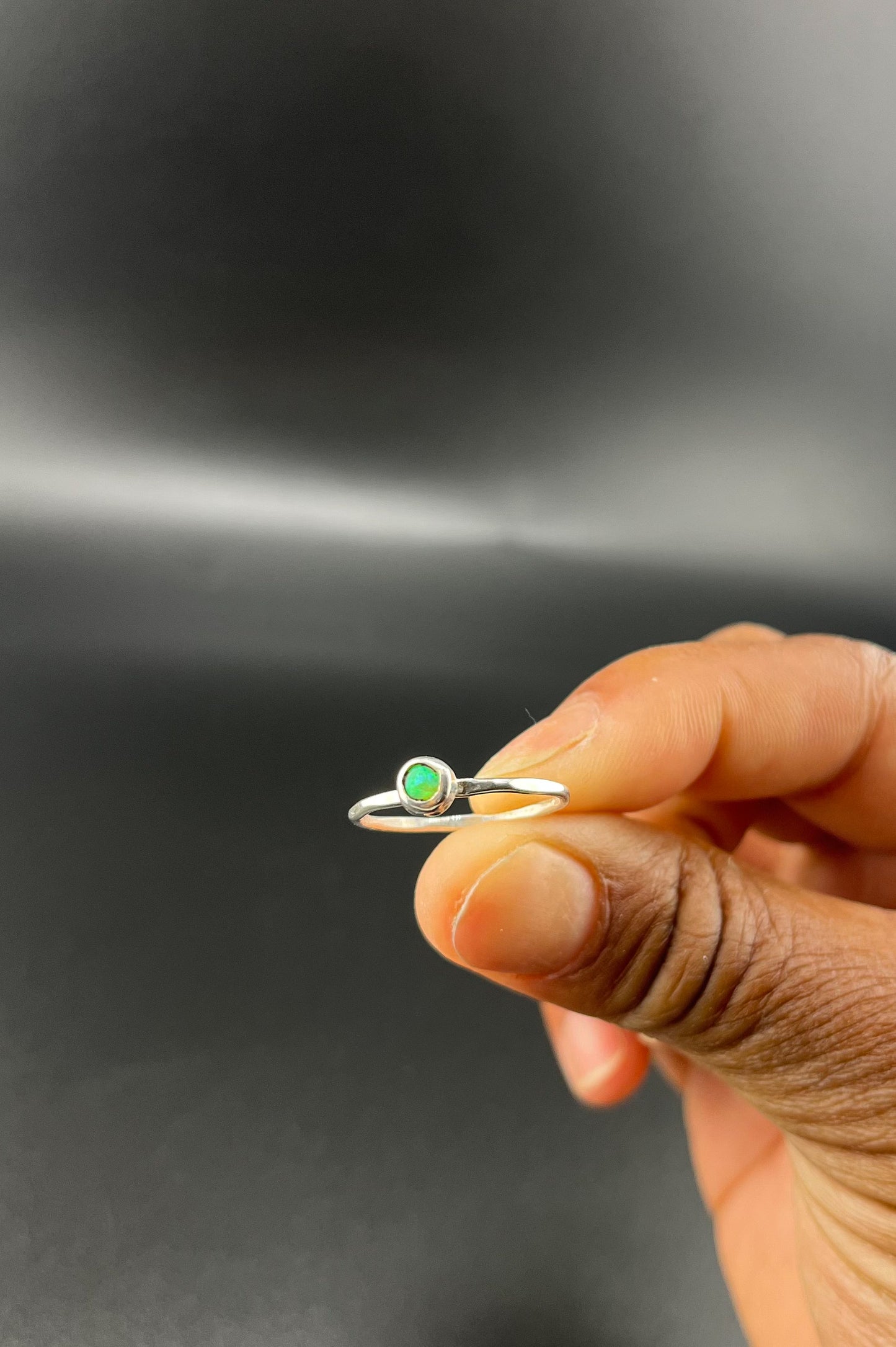 Green Opal Stacking Ring: Size 7