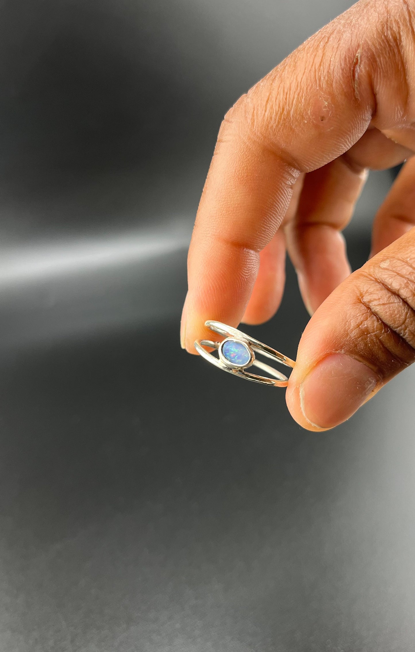 Double Band Opal Ring: Size 7
