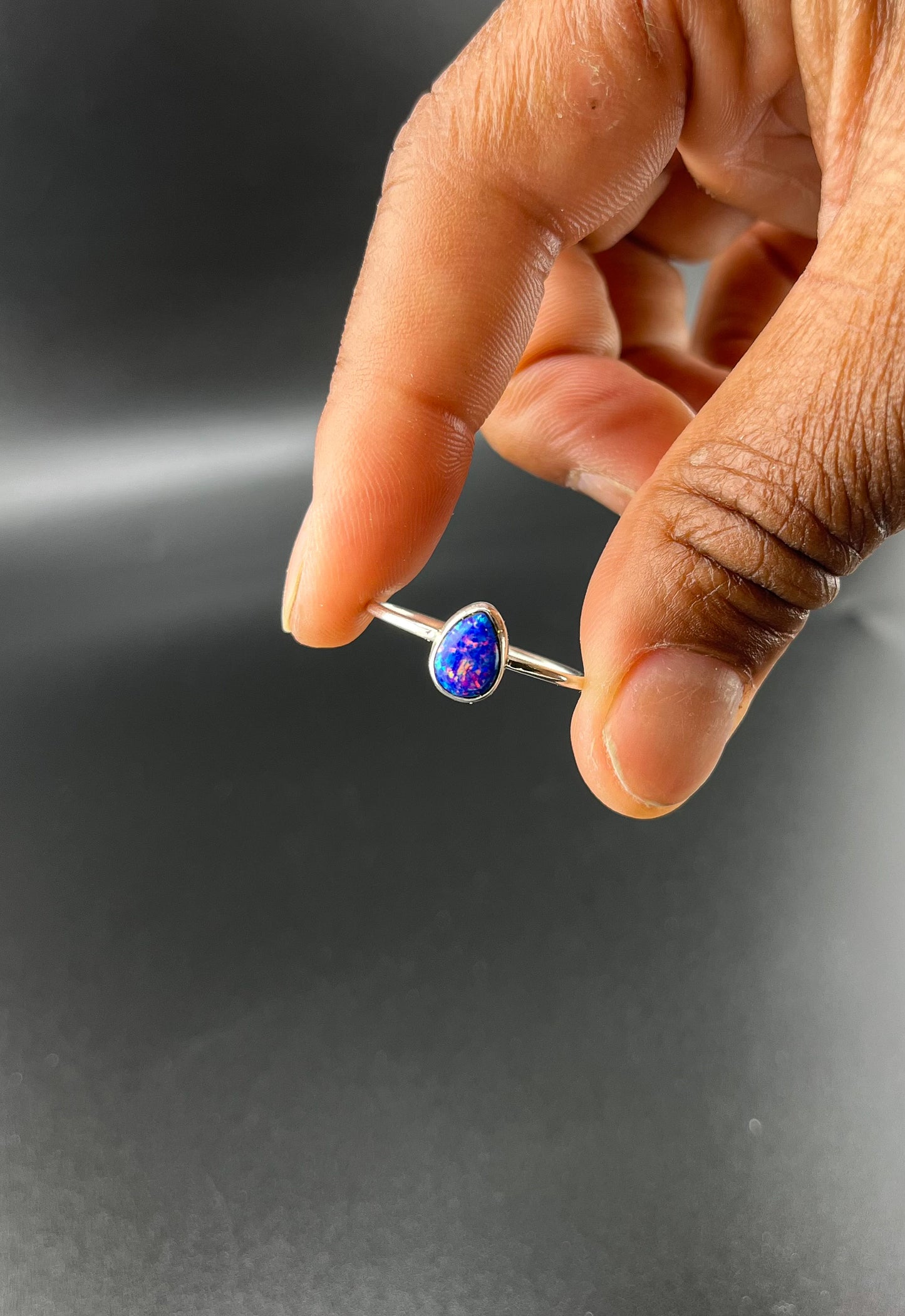Galaxy Tear Drop Opal Ring: Size 10