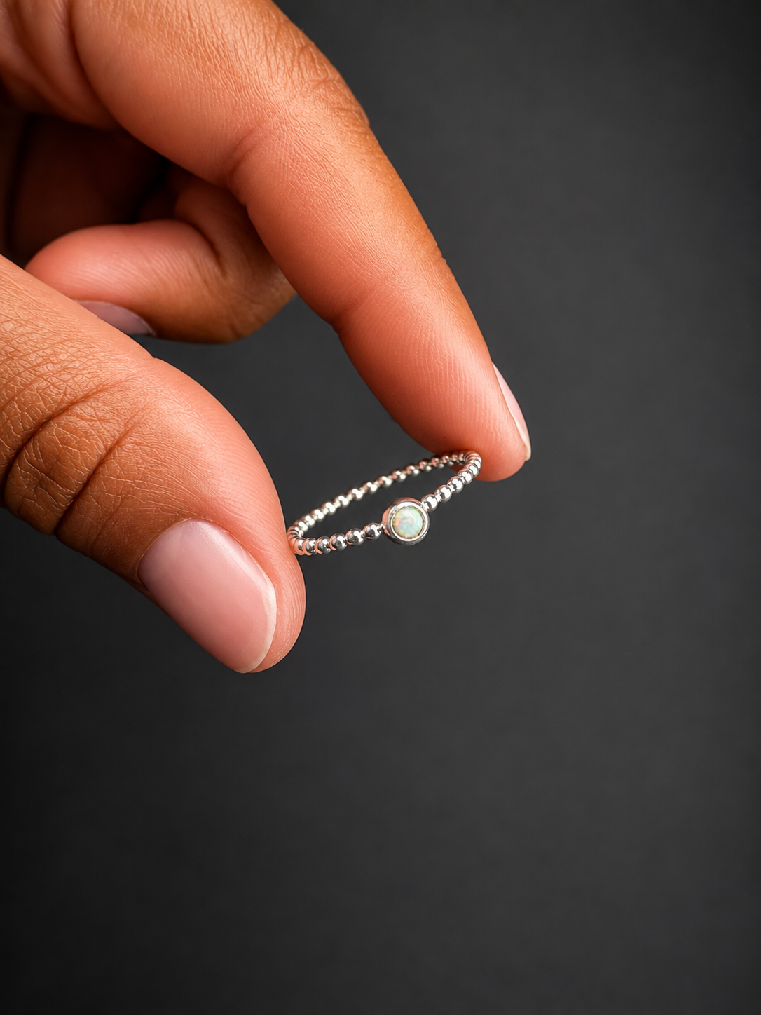 Minimalist Fire Opal Stacking Ring| 7.5
