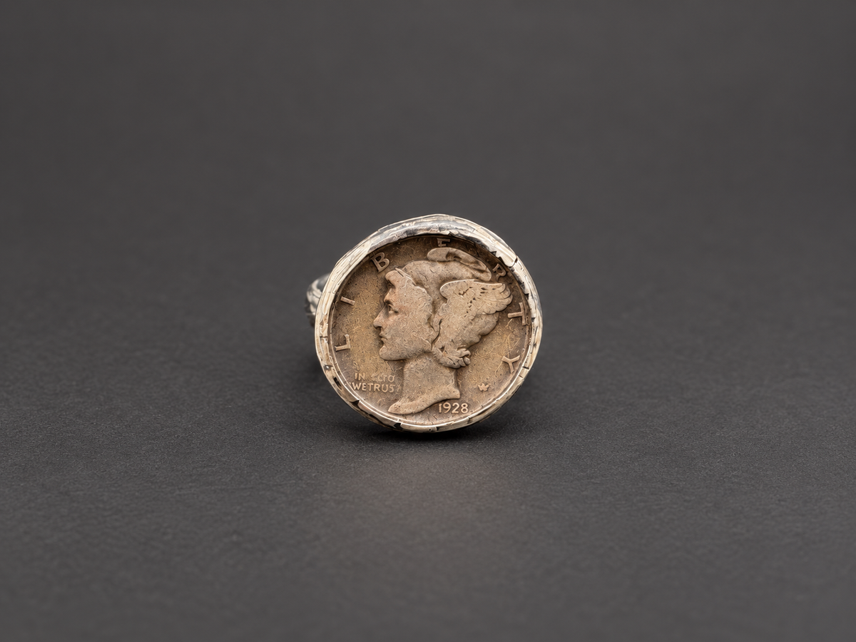 Vintage 1928 Mercury Dime Ring| S