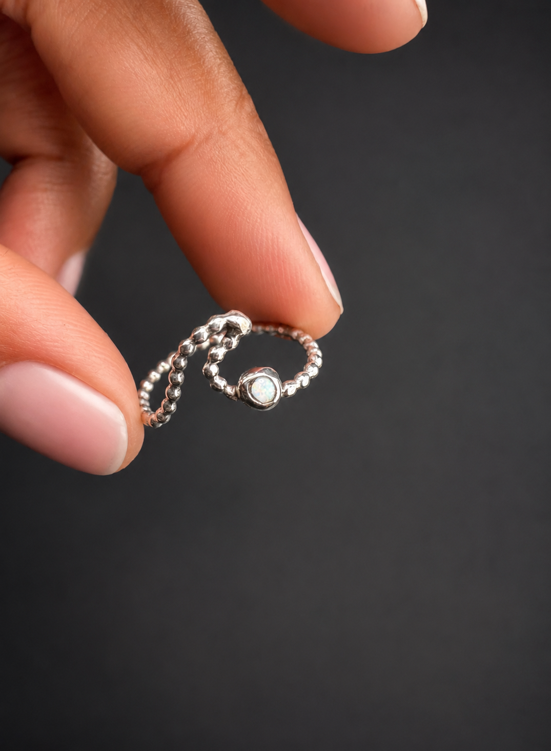Wave Fire Opal Ring| S 7