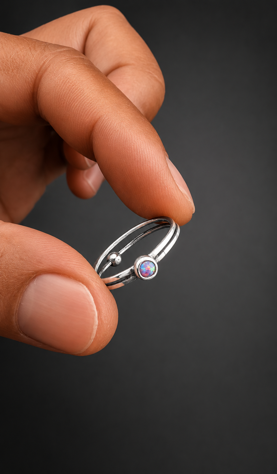 Pink Fire Opal Fidget Ring: S 6