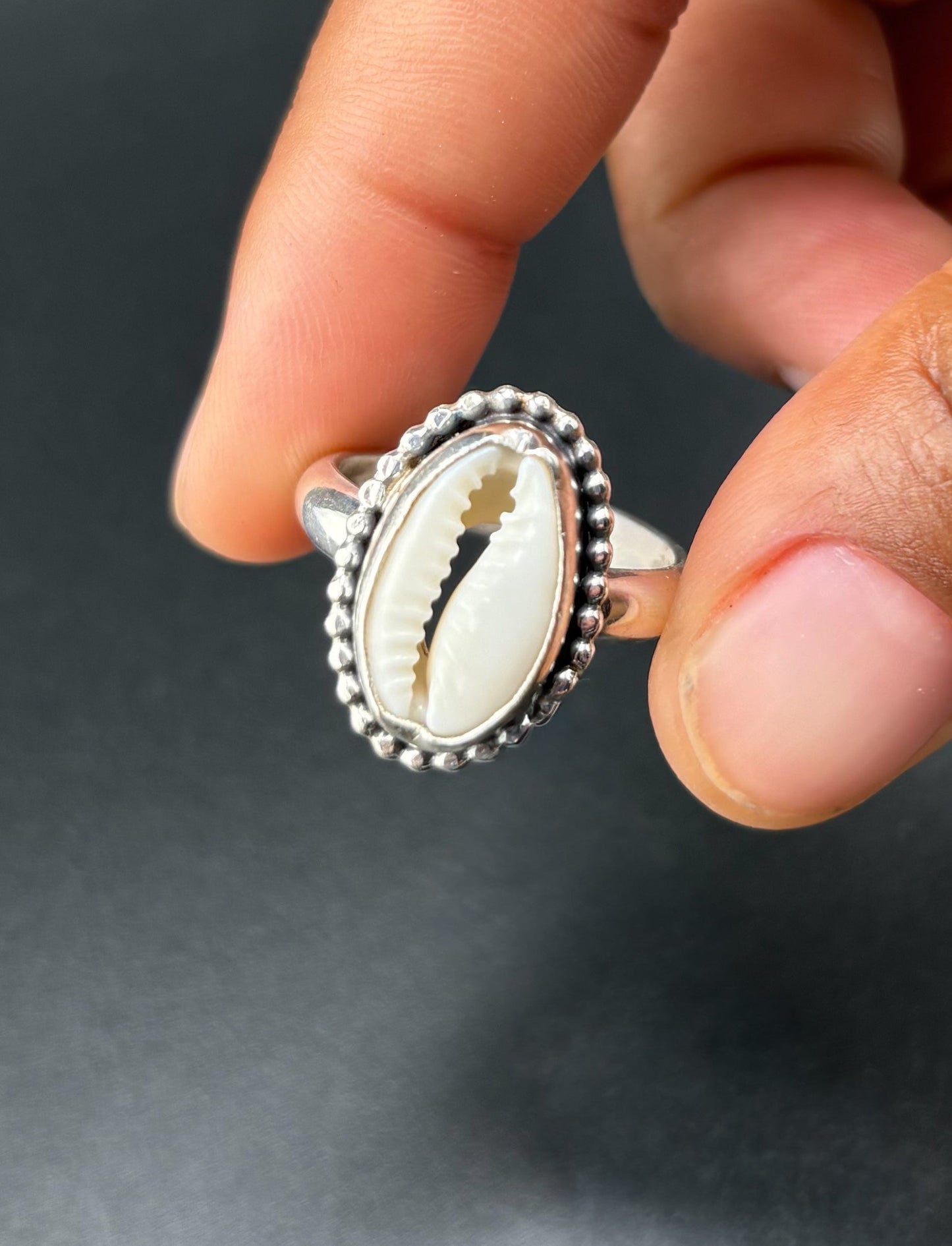 Cowrie Shell Boho Ring: S 10