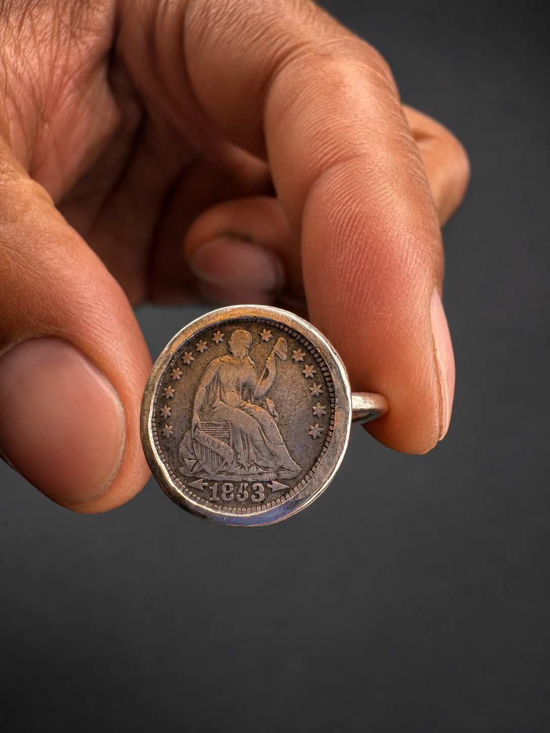 1853 Half Dime Ring