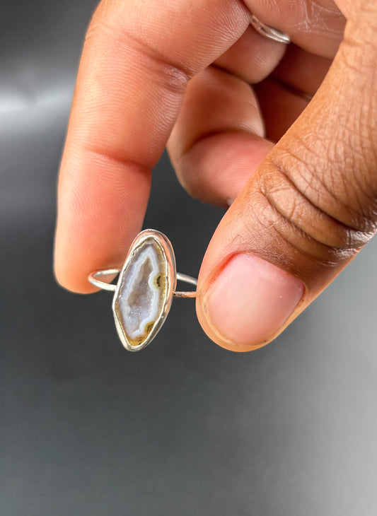 Druzy Agate Geode Ring: S 8