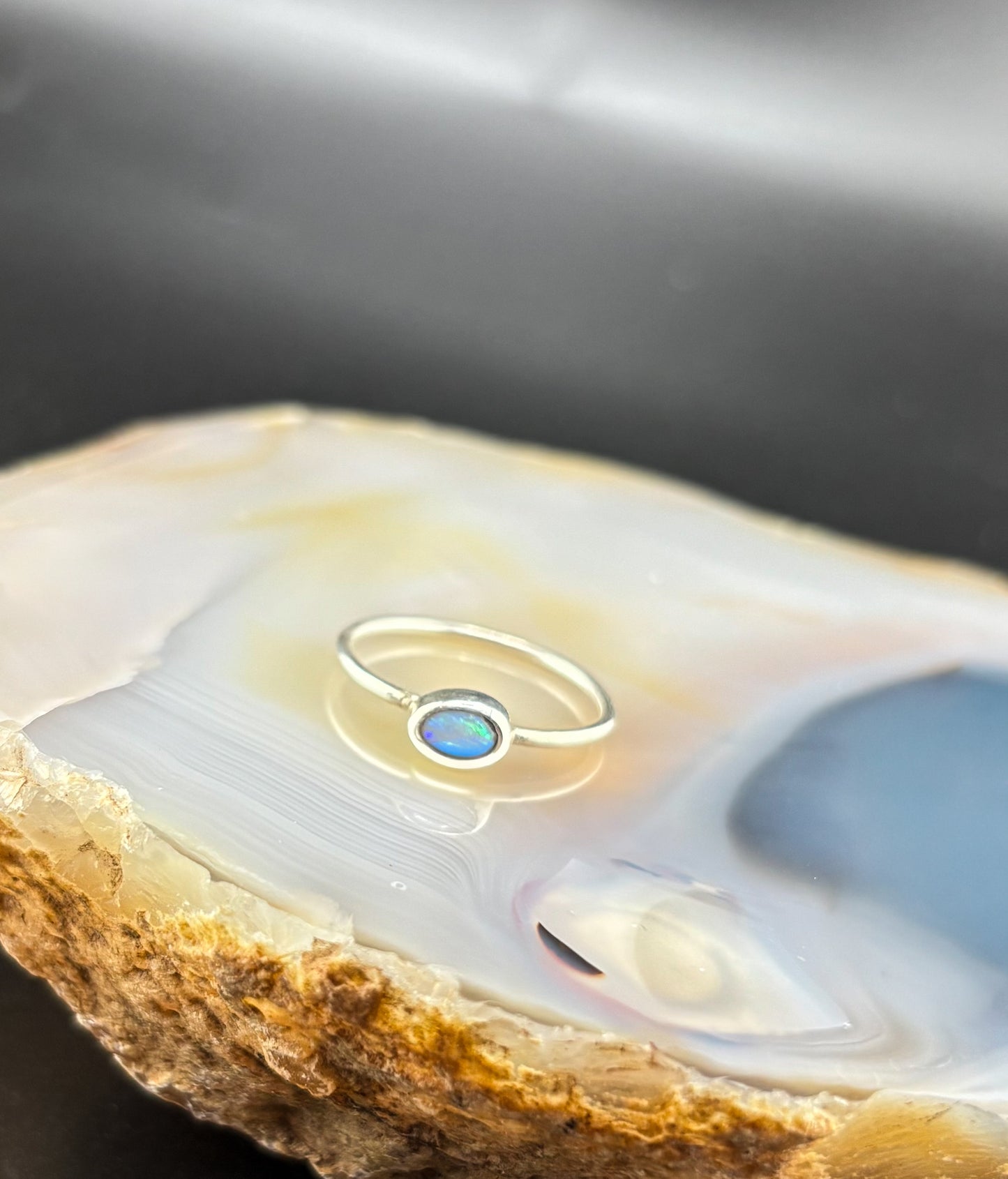 Aussie Fire Opal Ring: S 7