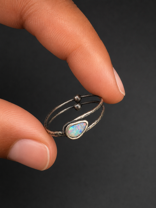 Australian Fire Opal Fidget Ring| 6