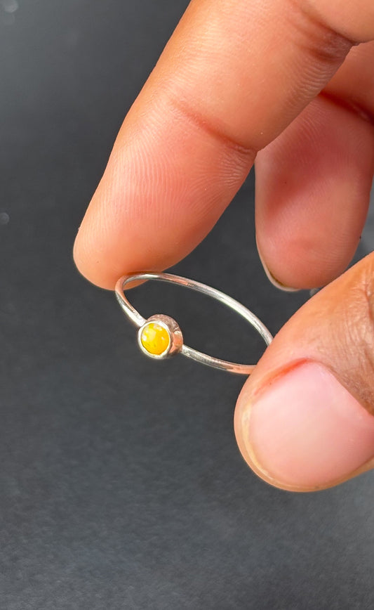 Orange Fire Opal Stacking Ring: S 8.5