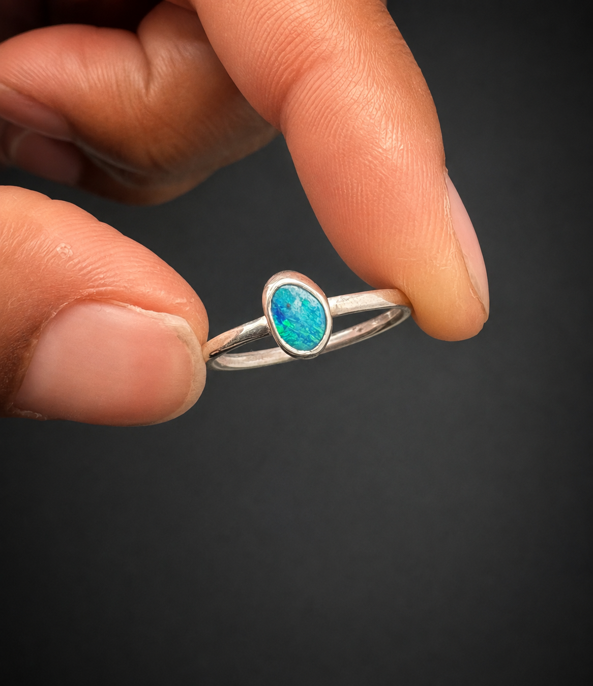 Australian Fire Opal Ring: S 6.5