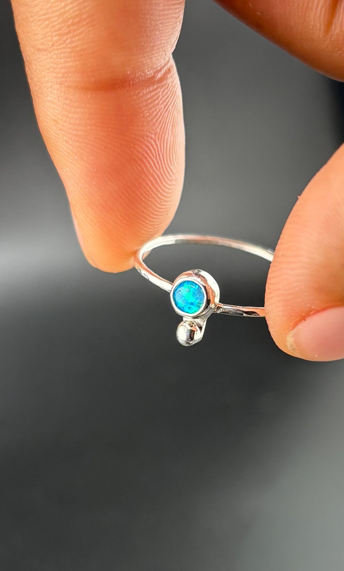 Blue Fire Opal ring: S 8