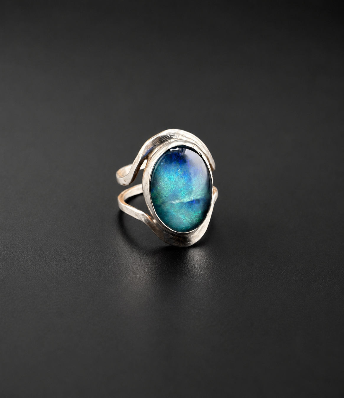 Aurora Ocean Fire Opal Ring: S 8