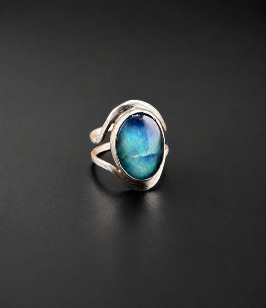 Aurora Ocean Fire Opal Ring: S 8