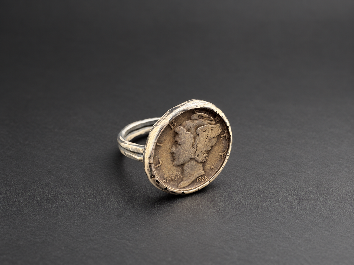 Vintage 1928 Mercury Dime Ring| S