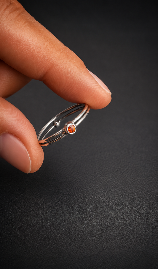 Mexican Fire Opal Fidget Ring: S 9