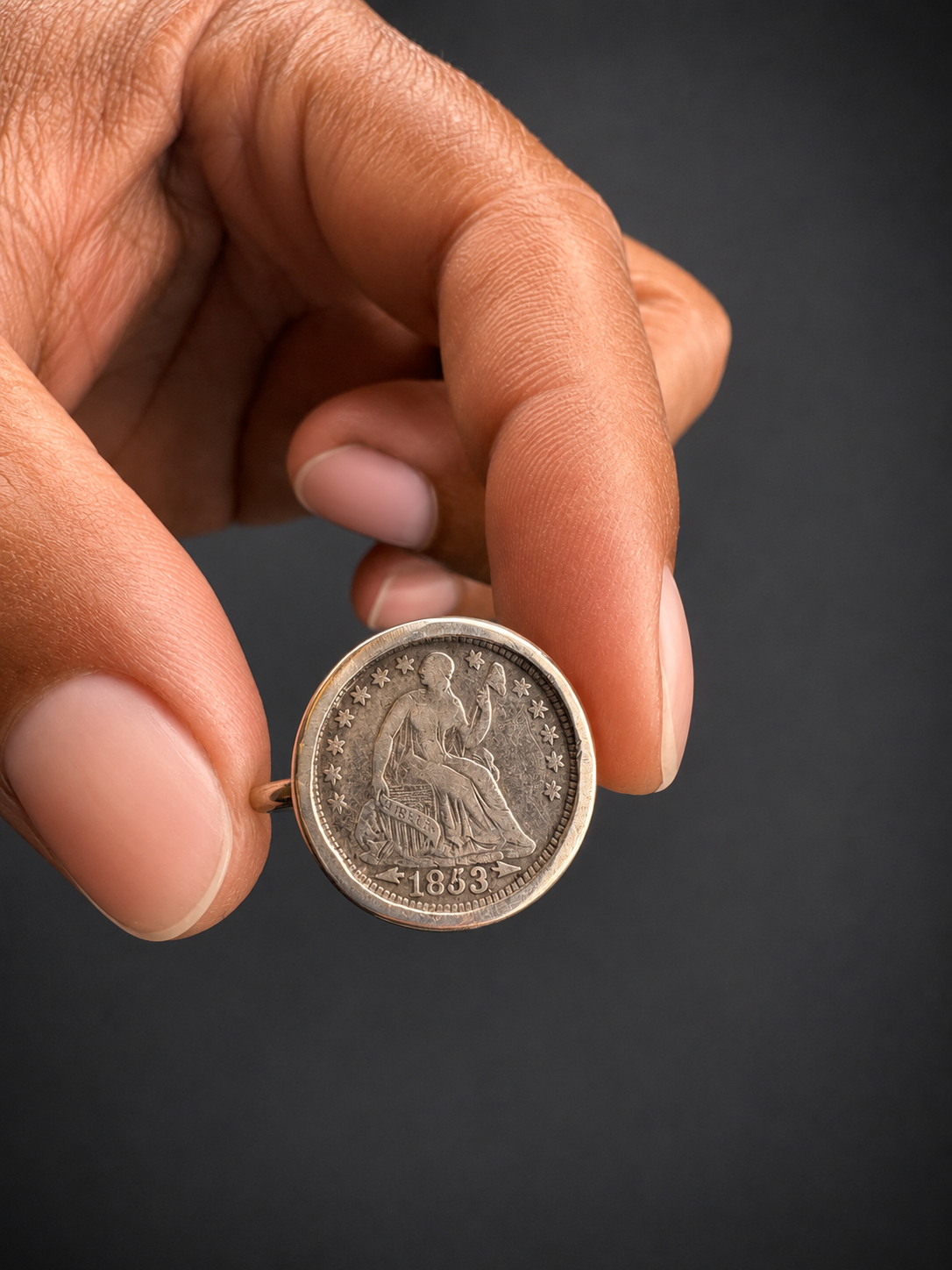 1853 Half Dime Ring
