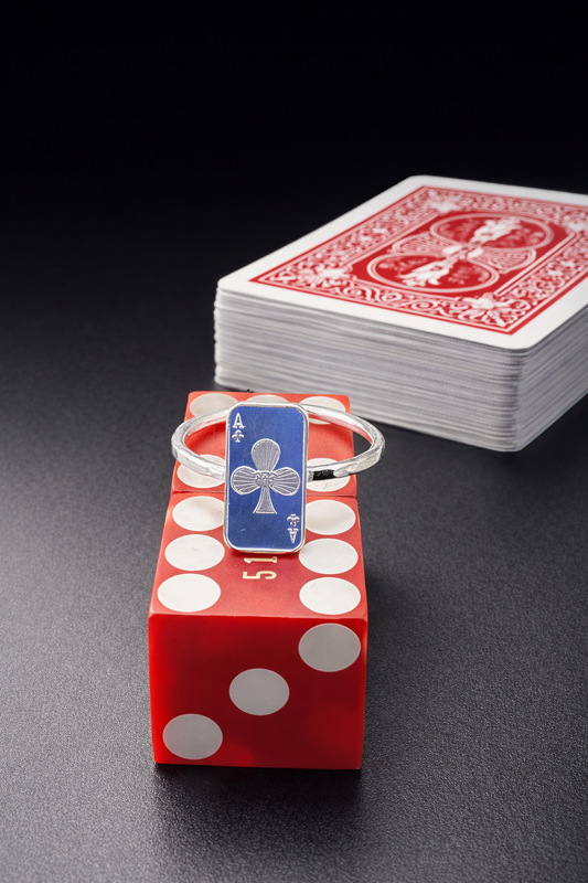 Mint Ace of Clubs Silver bar Ring: S:10