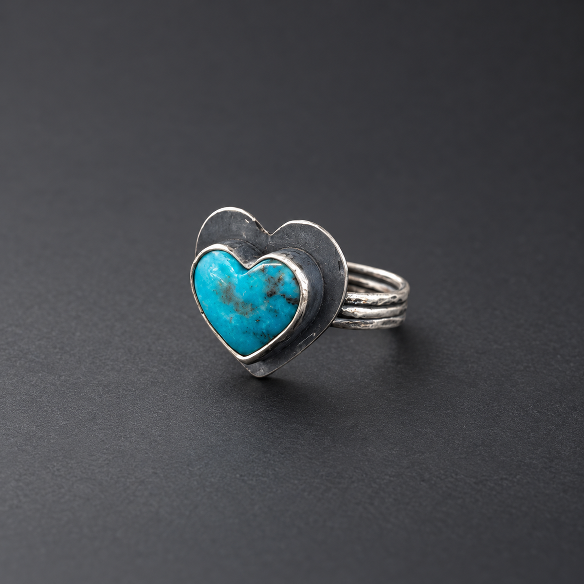 Kingman Turquoise Heart Ring| S 9.5-10