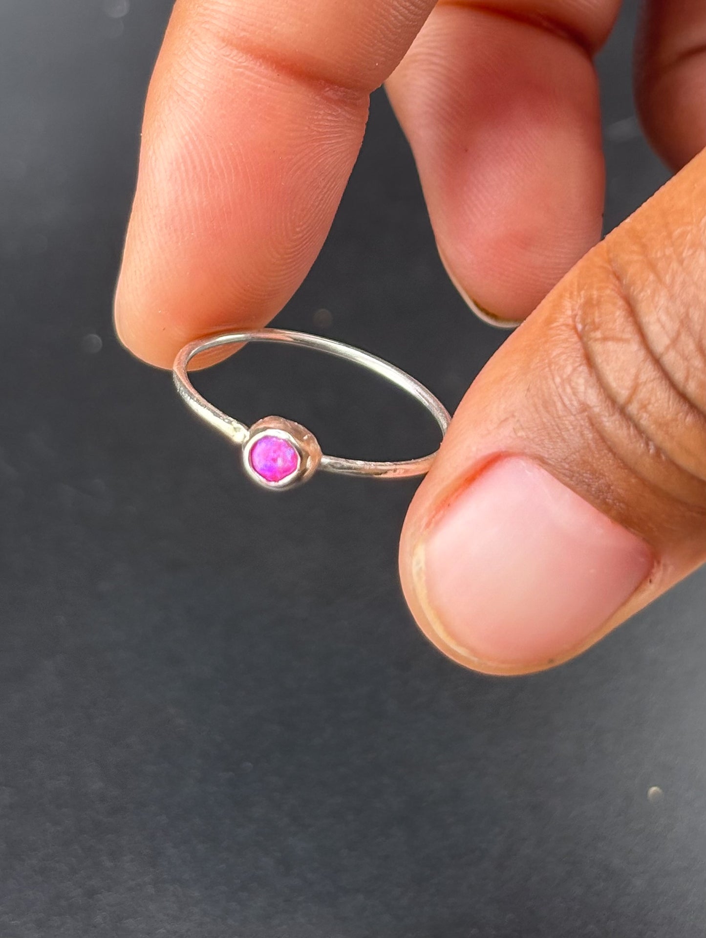 Pink Opal Stacking Ring: S 9.5