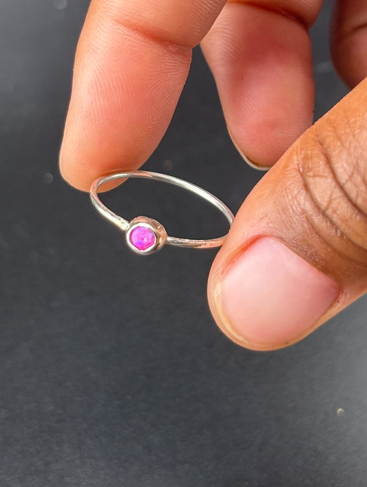 Pink Opal Stacking Ring: S 9.5
