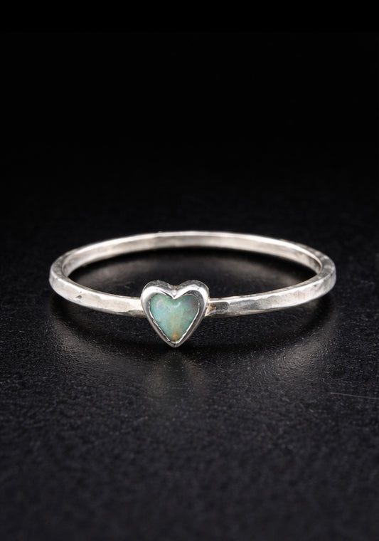 Heart Fire Opal Ring: S 9