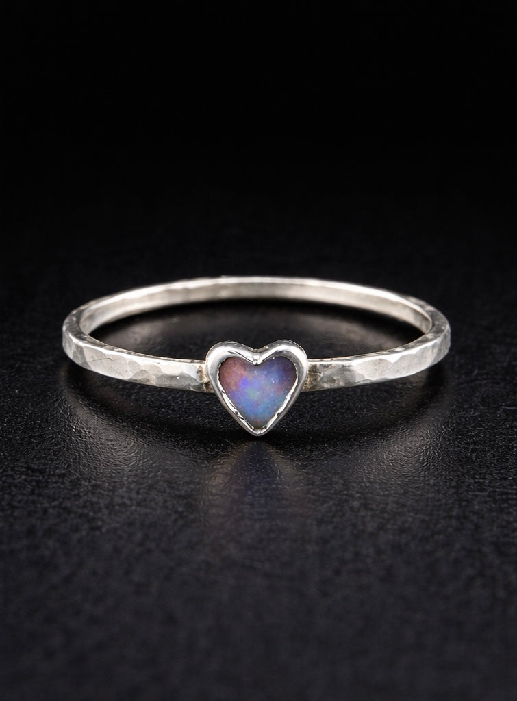 Heart Fire Opal Ring: S 8