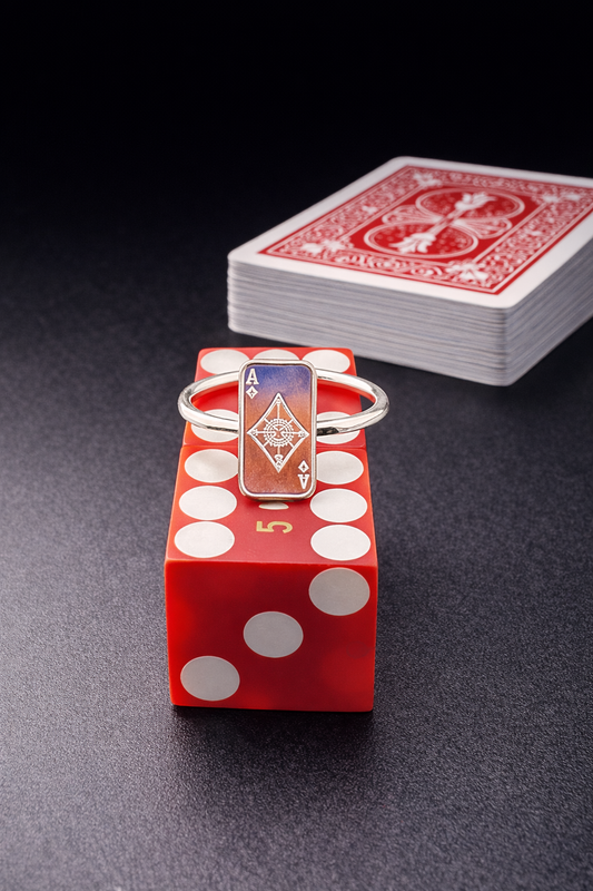 Mint Ace of Diamonds Silver Bar Ring S: 8