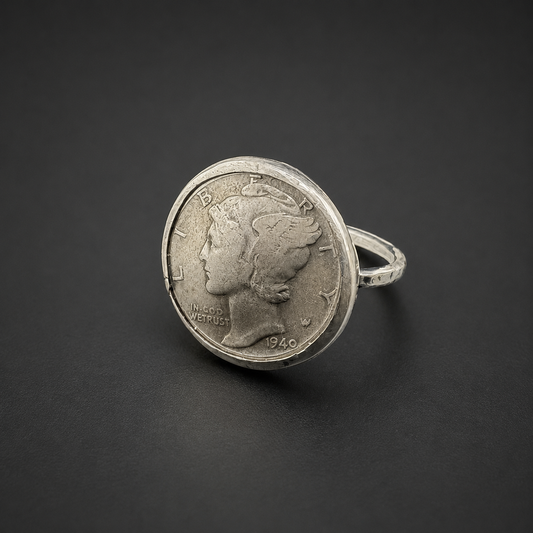Vintage 1940 Mercury Dime Ring: S 7