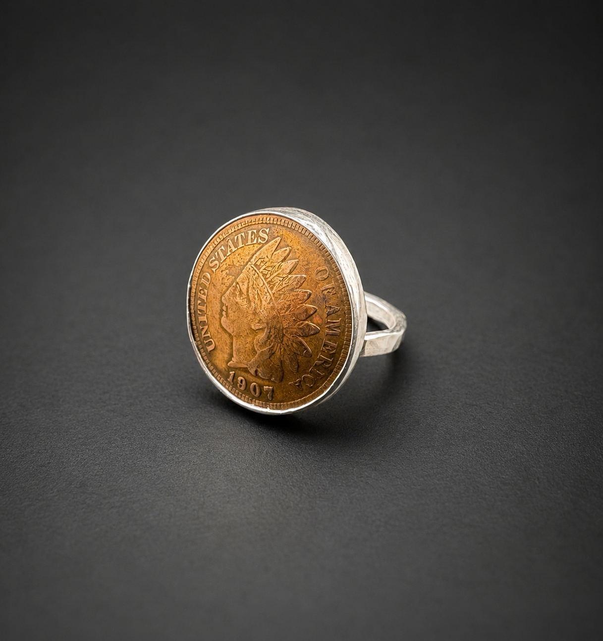 Vintage 1907 Indian Head Penny Ring: S 6
