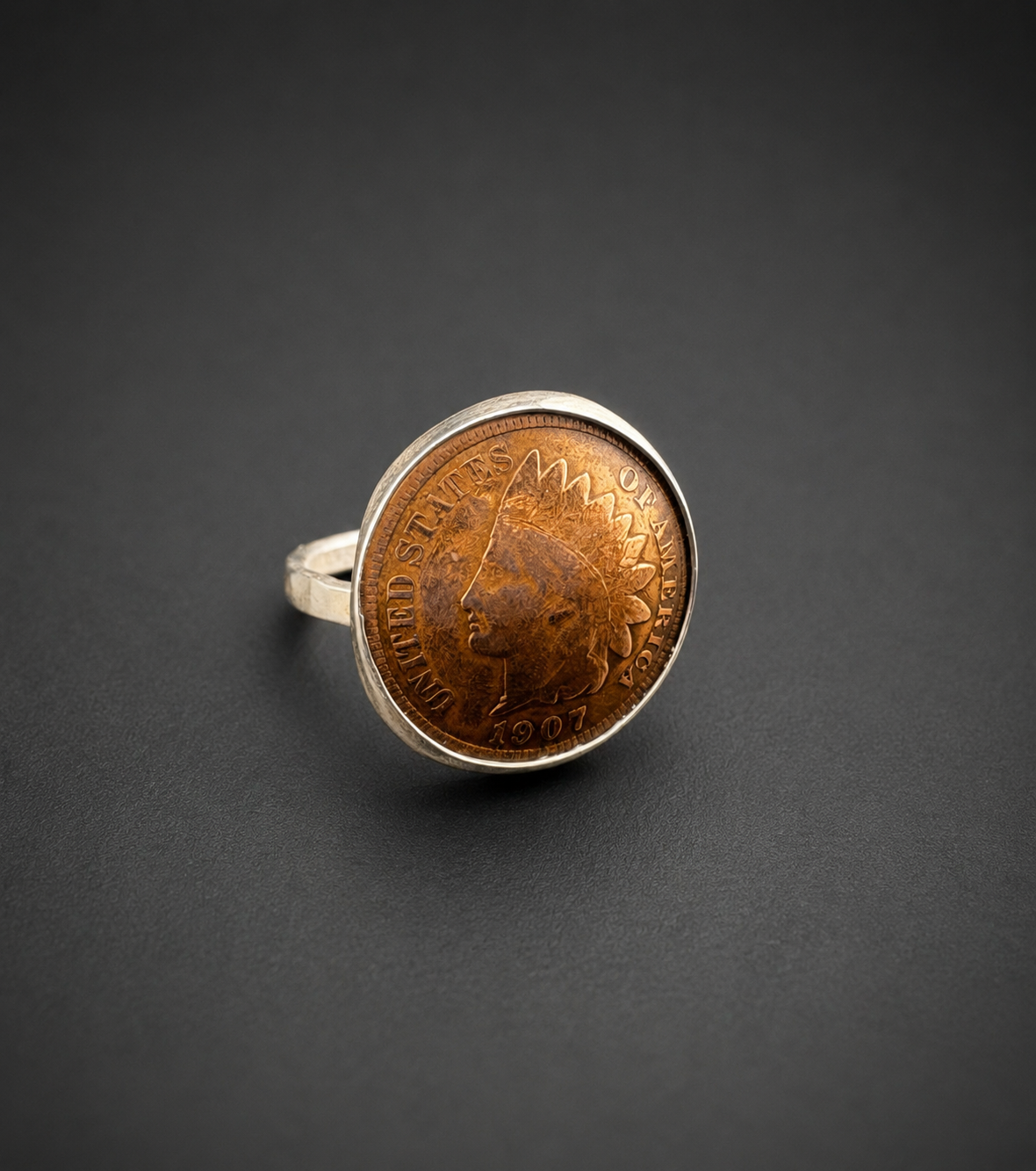 Vintage 1907 Indian Head Penny Ring: S 6