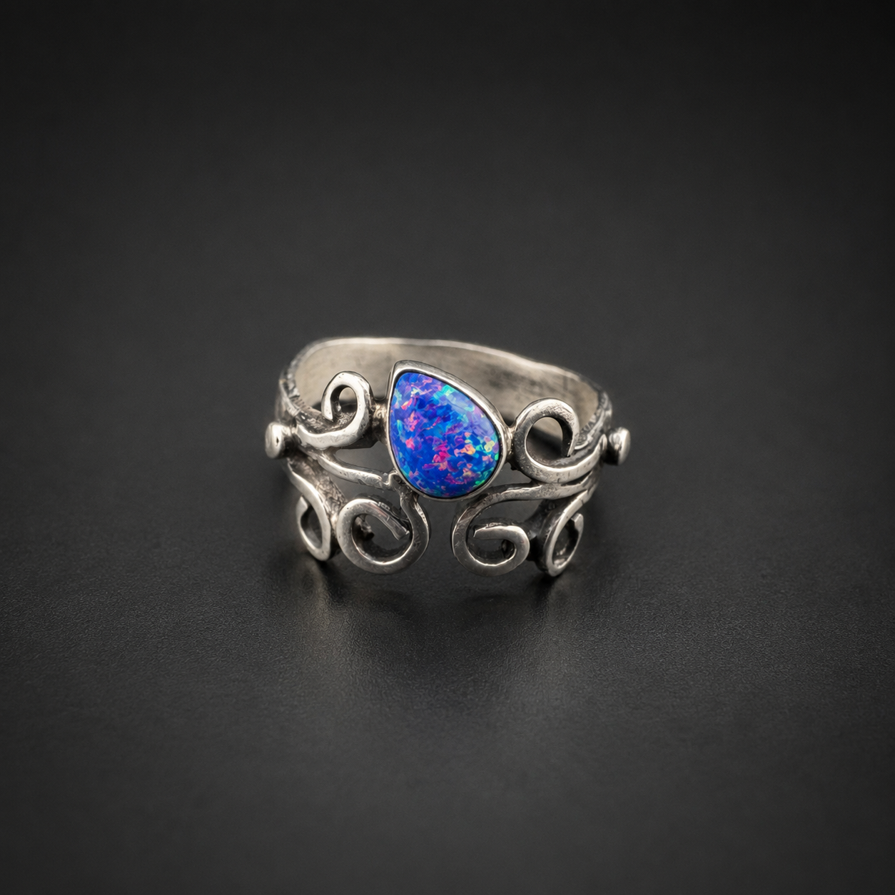 Purple Fire Opal Ring: S 10