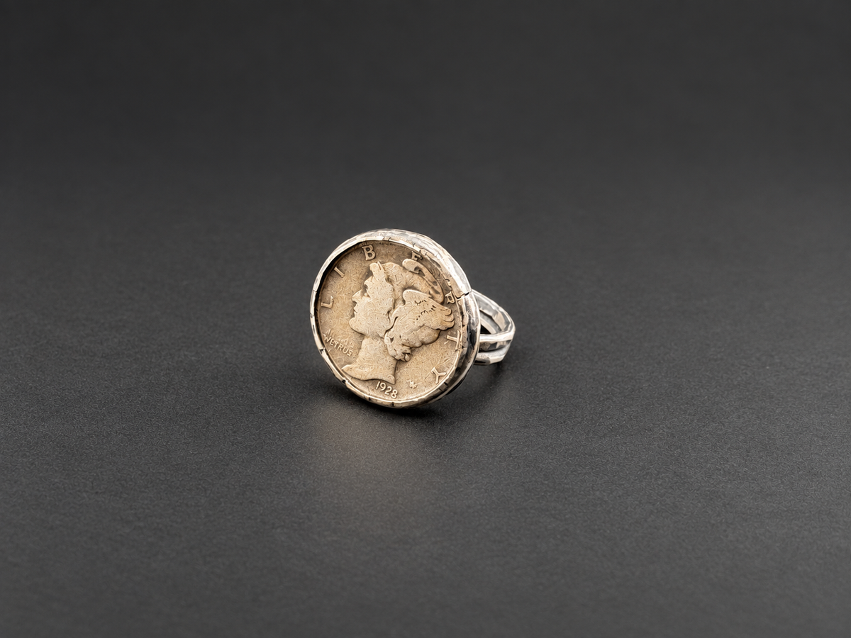 Vintage 1928 Mercury Dime Ring| S