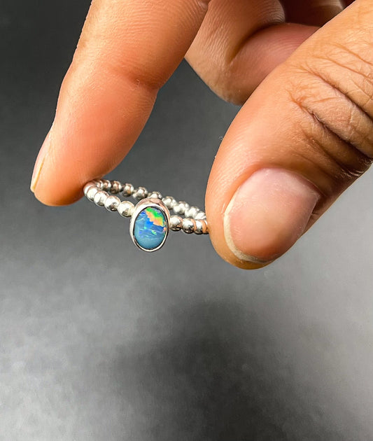 Green Heatwave opal Ring: Size 6