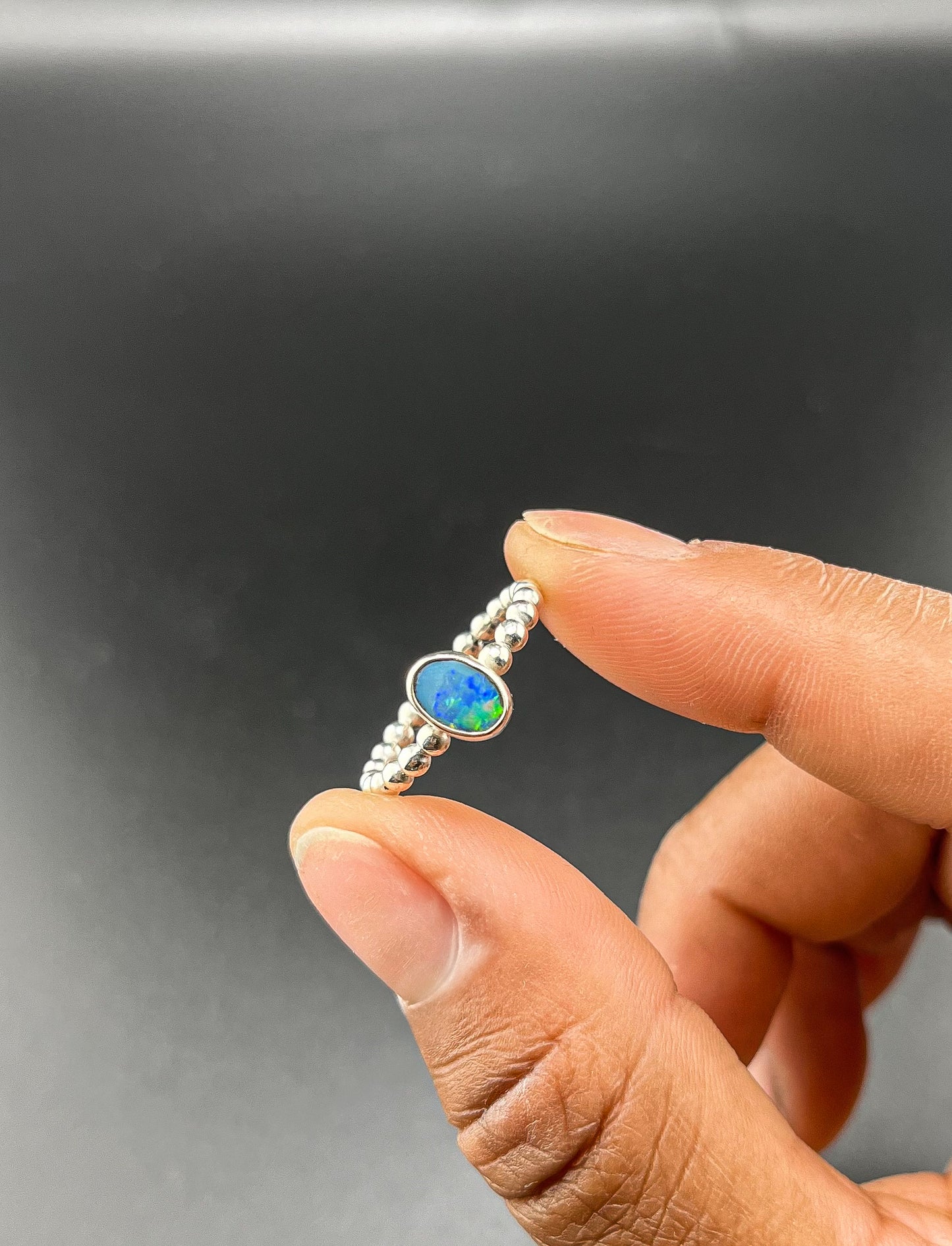 Green Heatwave opal Ring: Size 6