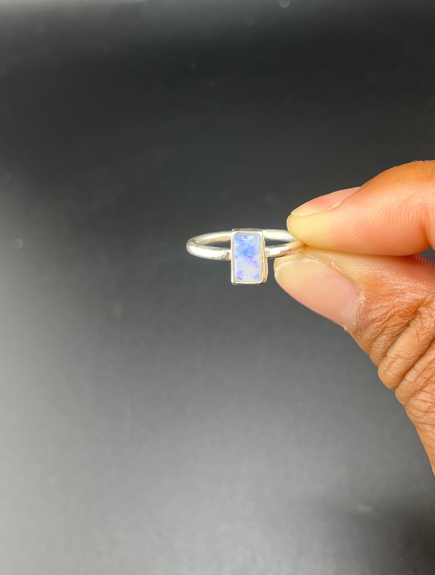 Crystal Opal Ring: Size 6