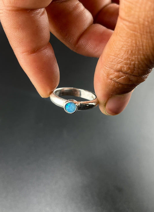 Big Blue Opal Ring: Size 8.5