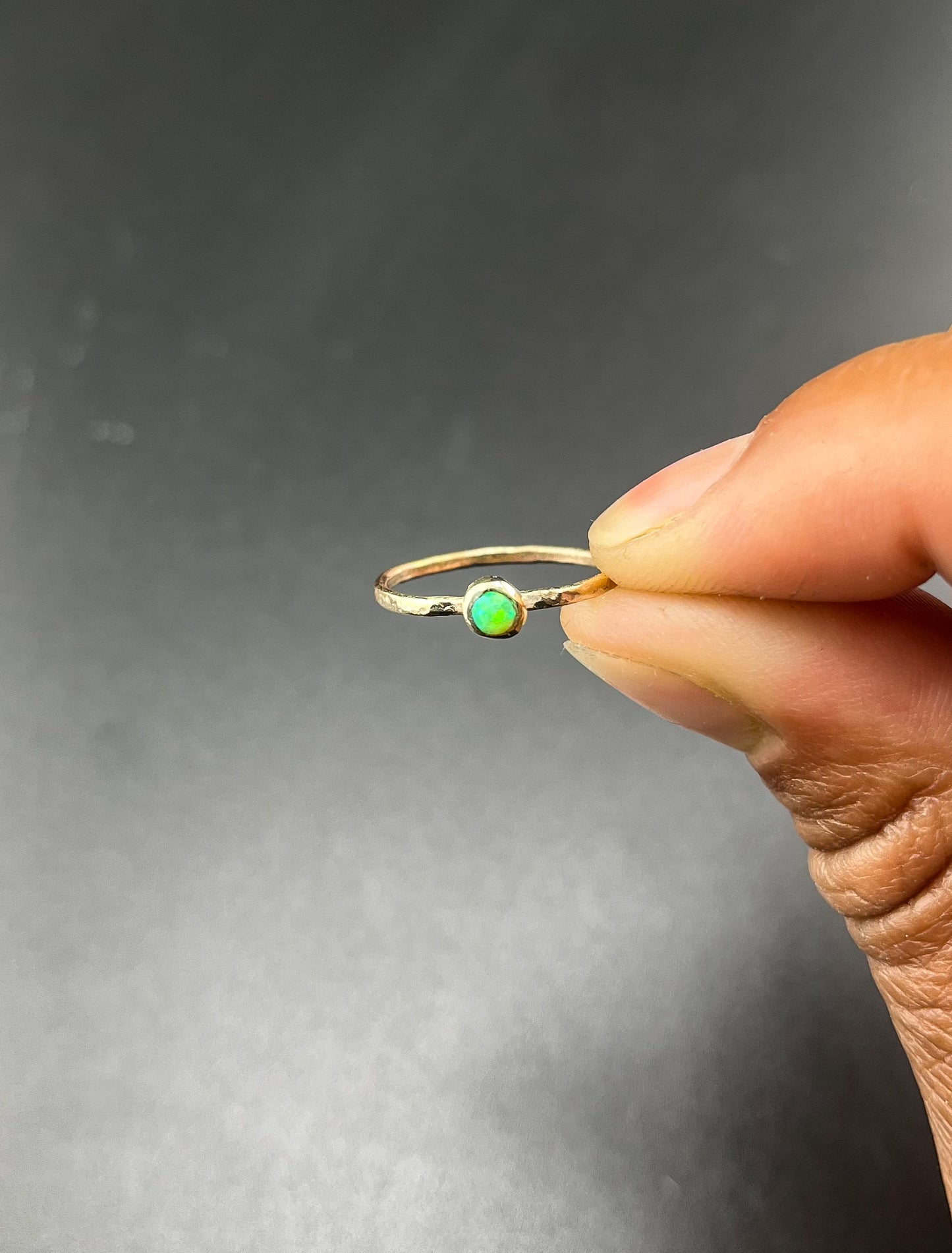 GreenGold Opal Ring: Size 5.5