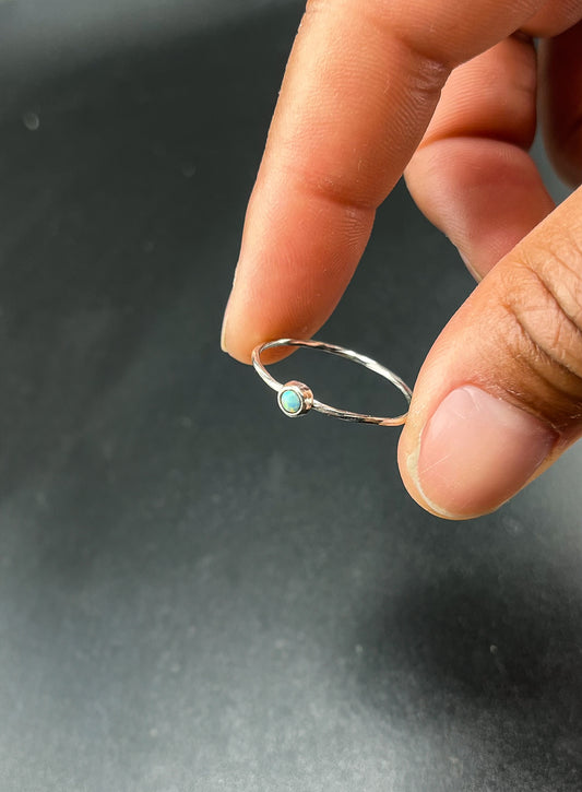 Dainty Opal Stacking Ring: Size 9