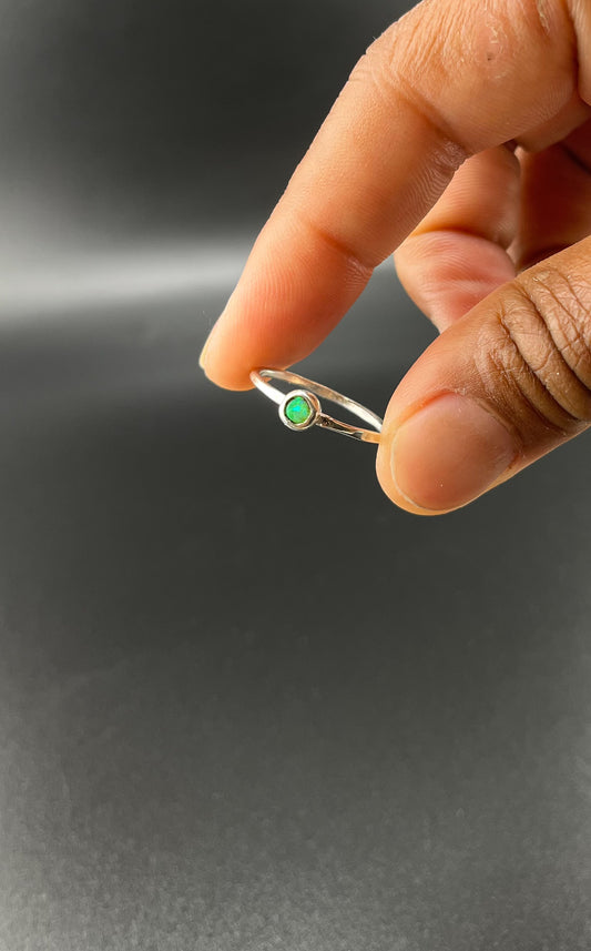 Green Opal Stacking Ring: Size 7