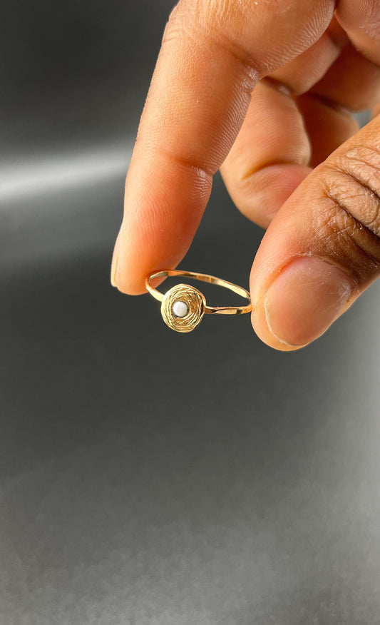 Solid Gold Opal Ring: Size 6.5