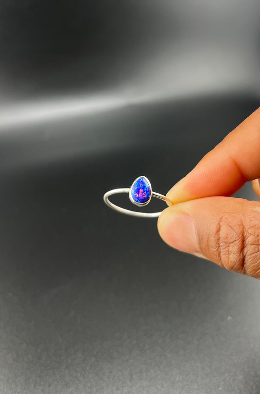 Galaxy Tear Drop Opal Ring: Size 10